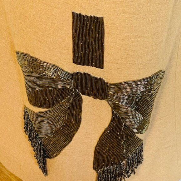 Vintage Lilli Diamond 1960's Beaded Wool Mad Men Wiggle Bow Dress XS Small - Picture 4 of 10